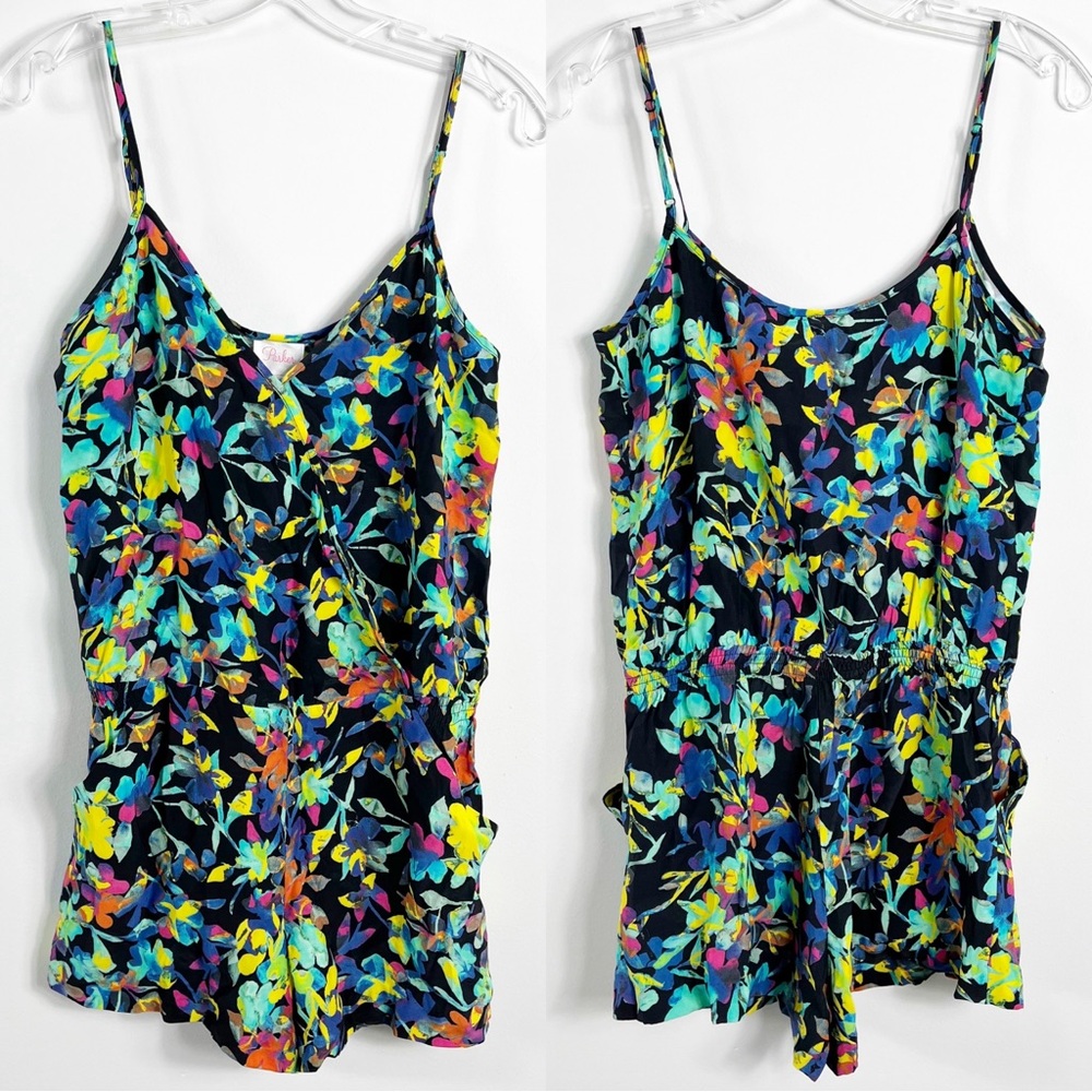 Parker Floral Print Wrap V-Neck Sleeveless Silk Romper Size Small NWT Multicolor